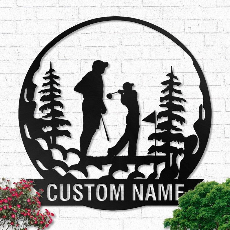 Golf Husband And Wife Golfing Personalized - Led Light Metal - Owls Matrix LTD