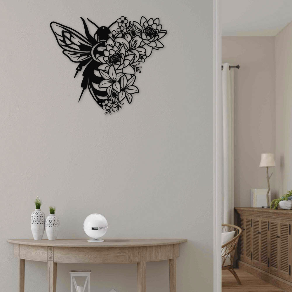 Floral Bee Lives Happily - Led Light Metal - Owls Matrix LTD