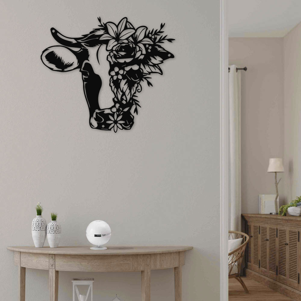 Floral Cow - Led Light Metal - Owls Matrix LTD