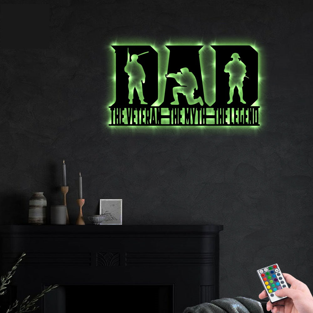 Veteran The Myth The Legend Dad - Led Light Metal - Owls Matrix LTD