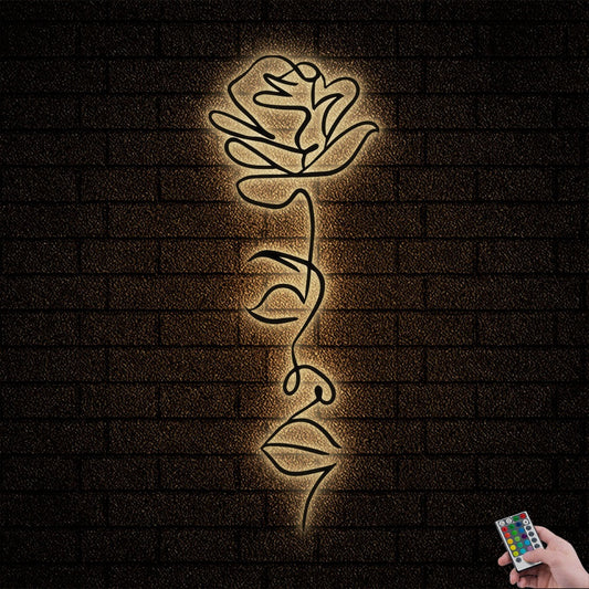 12"x12" Rose Face - Led Light Metal - Owls Matrix LTD