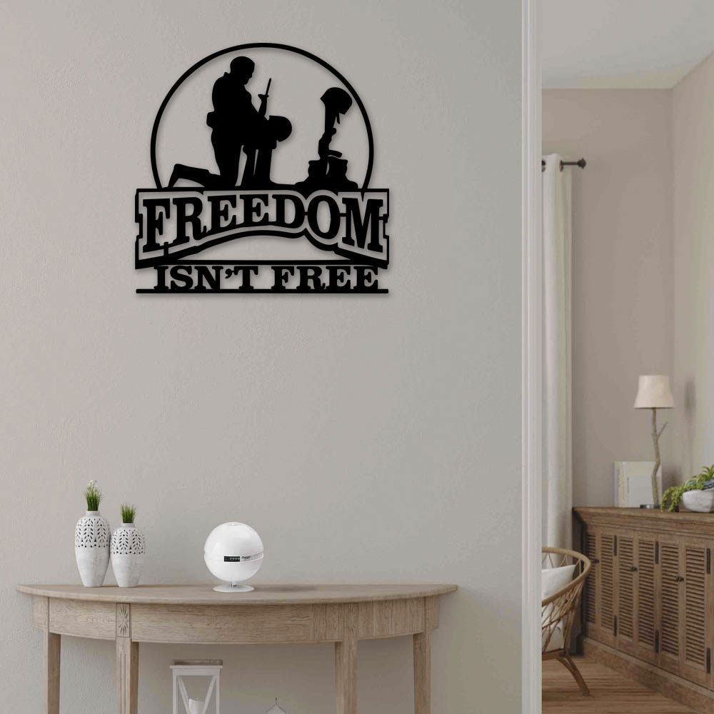 Soldier Freedom Isn't Free Kneeling Soldier American Military Sacrifice - Led Light Metal - Owls Matrix LTD