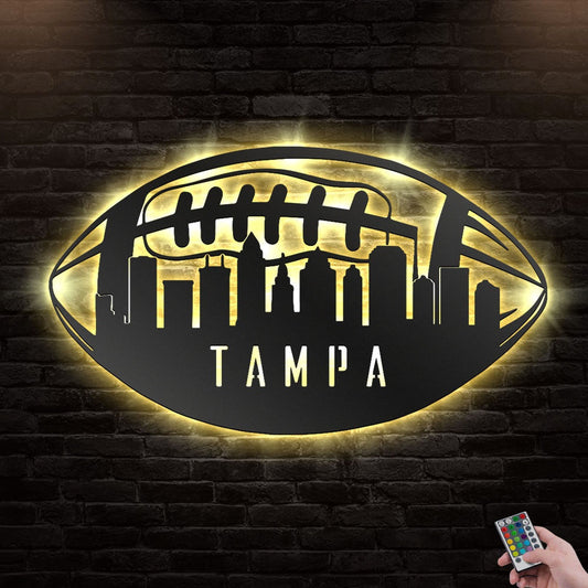 12"x12" Football Tampa - Led Light Metal - Owls Matrix LTD