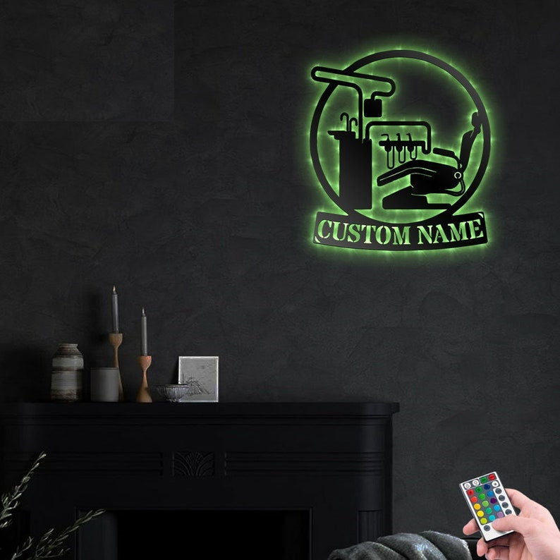 Dental Clinic Personalized - Led Light Metal - Owls Matrix LTD