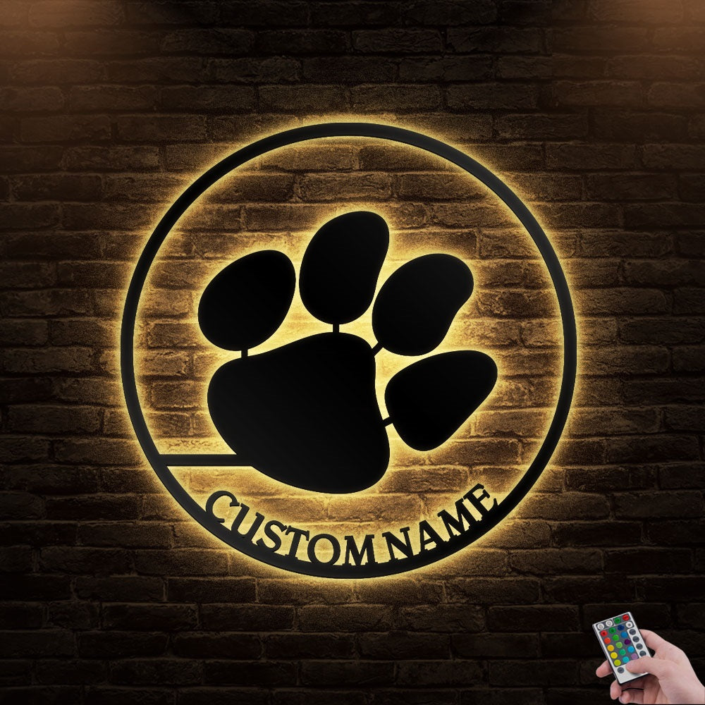 12*12 Inch (30*30cm) Tiger Paw V1 Animals Decoration Personalized - Led Light Metal - Owls Matrix LTD