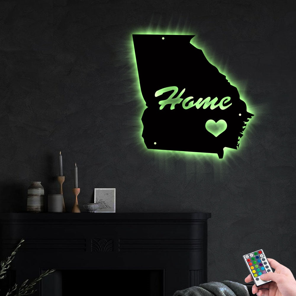 Georgia Home Is The Best - Led Light Metal - Owls Matrix LTD