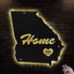 12"x12" Georgia Home Is The Best - Led Light Metal - Owls Matrix LTD
