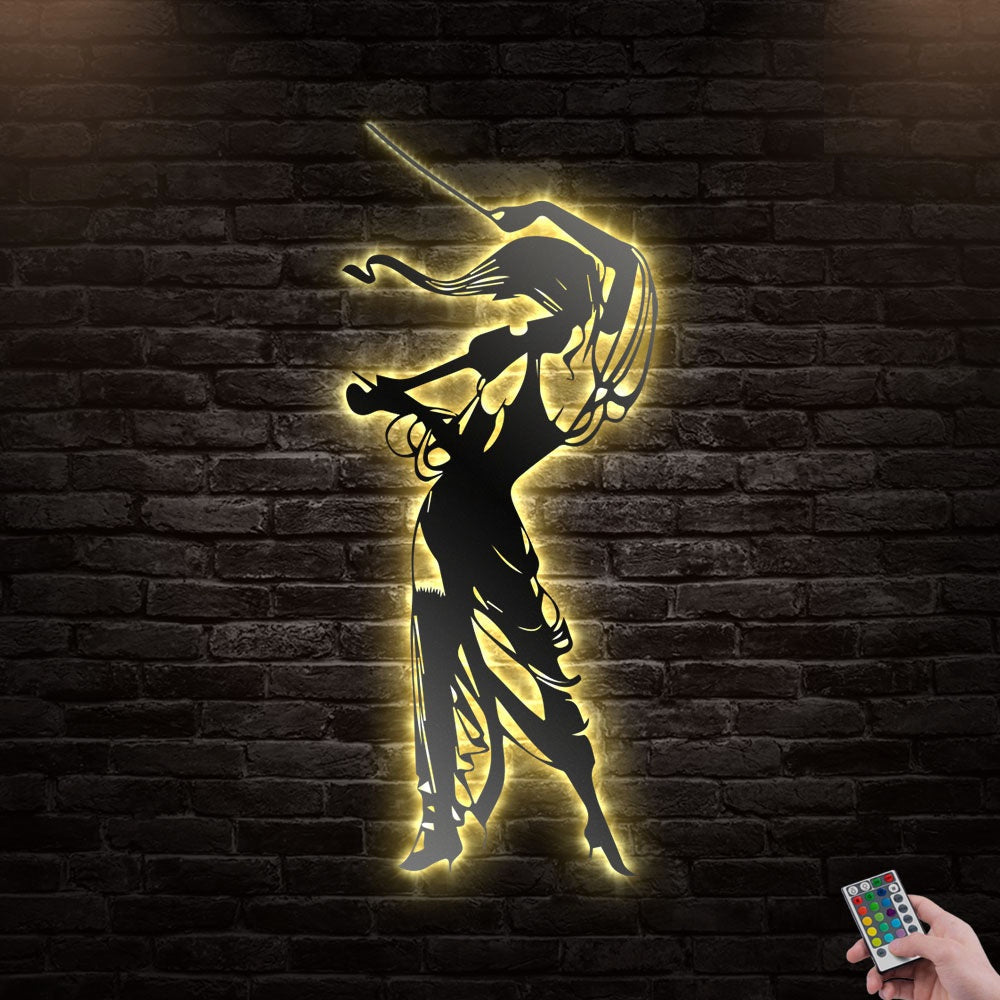 12"x12" Girl Playing Violin Gift - Led Light Metal - Owls Matrix LTD