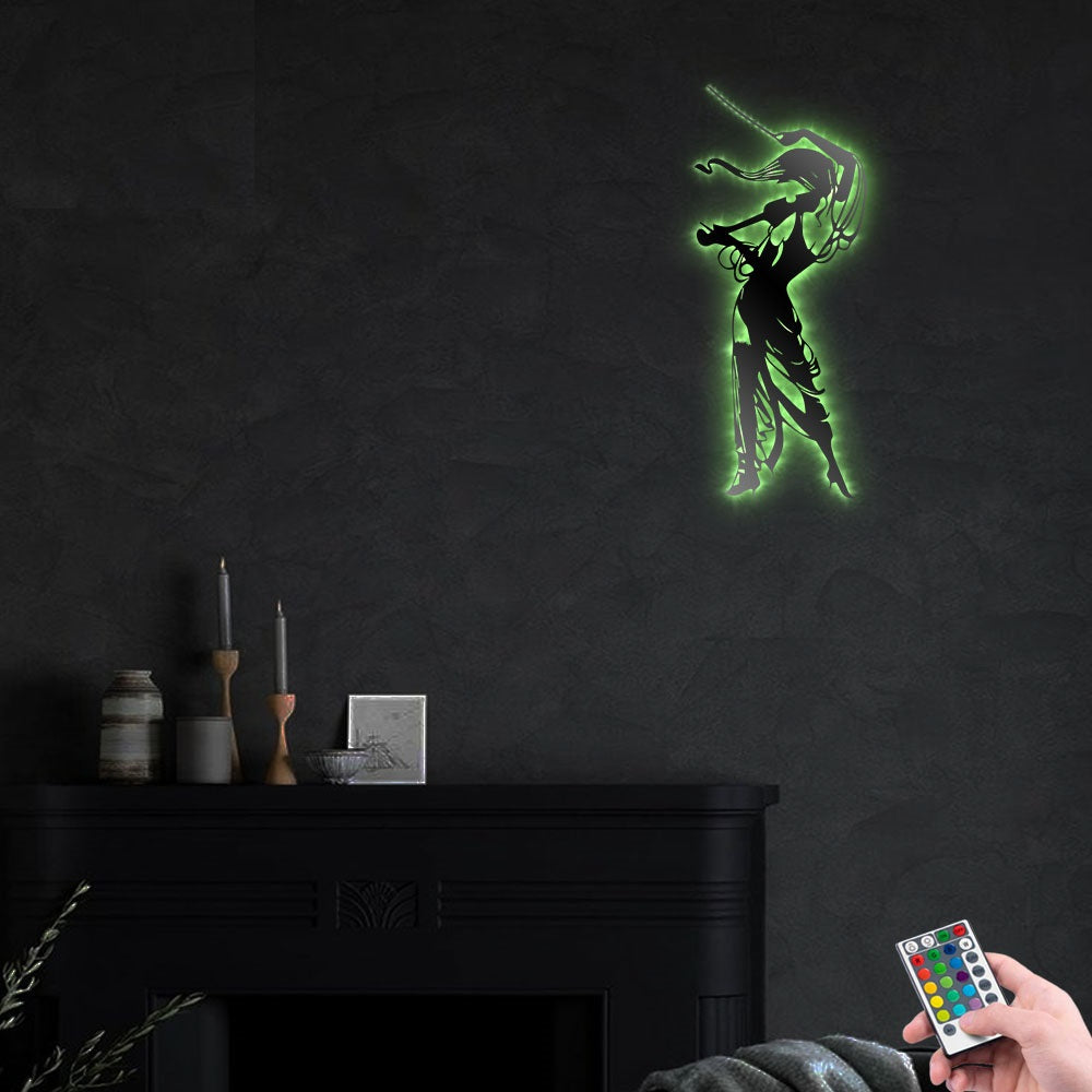 Violin Girl Playing Violin - Led Light Metal - Owls Matrix LTD