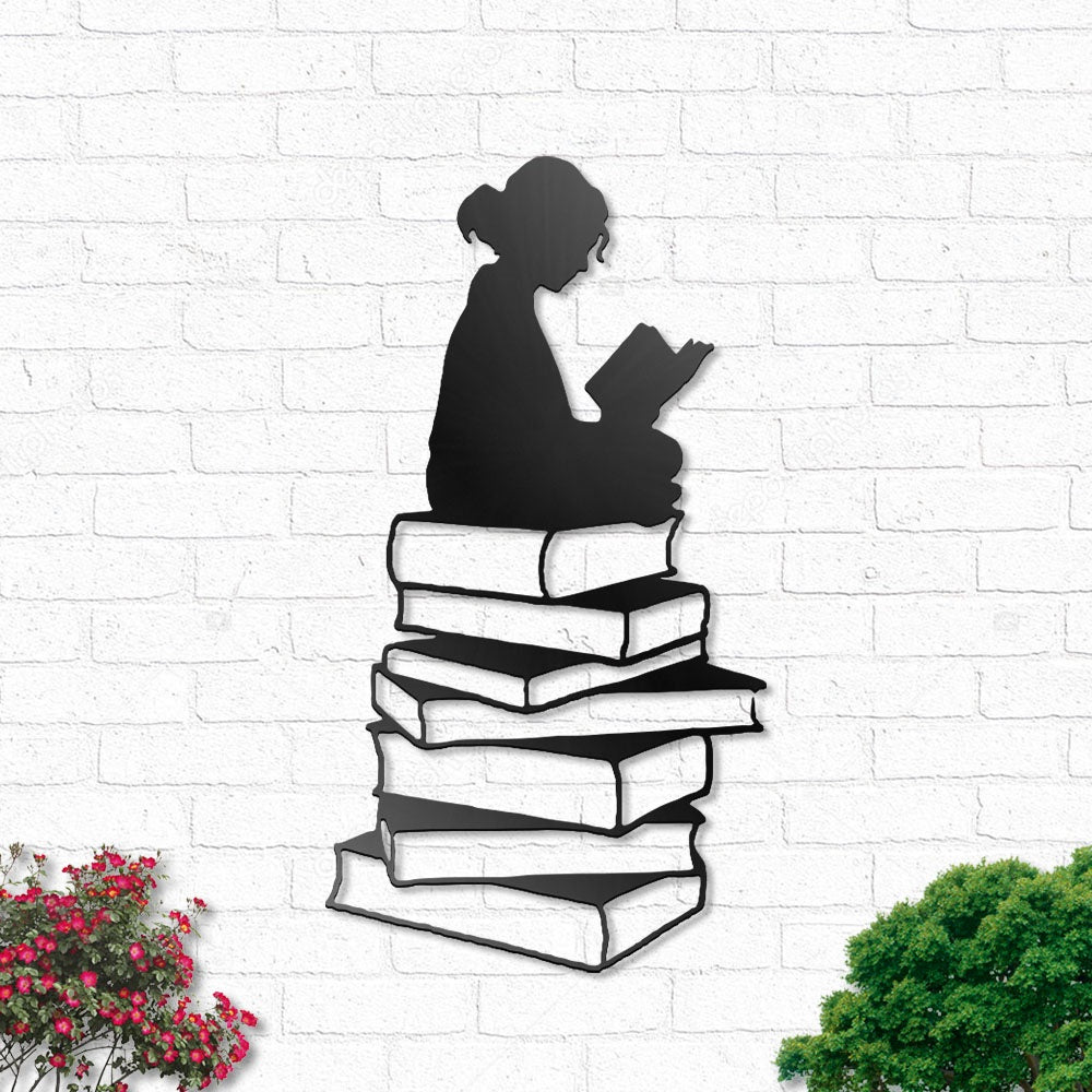 Girl Reading Book Lover - Led Light Metal - Owls Matrix LTD