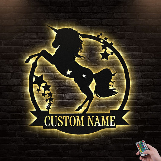 12*12 Inch (30*30cm) Unicorn Style Decoration Personalized - Led Light Metal - Owls Matrix LTD