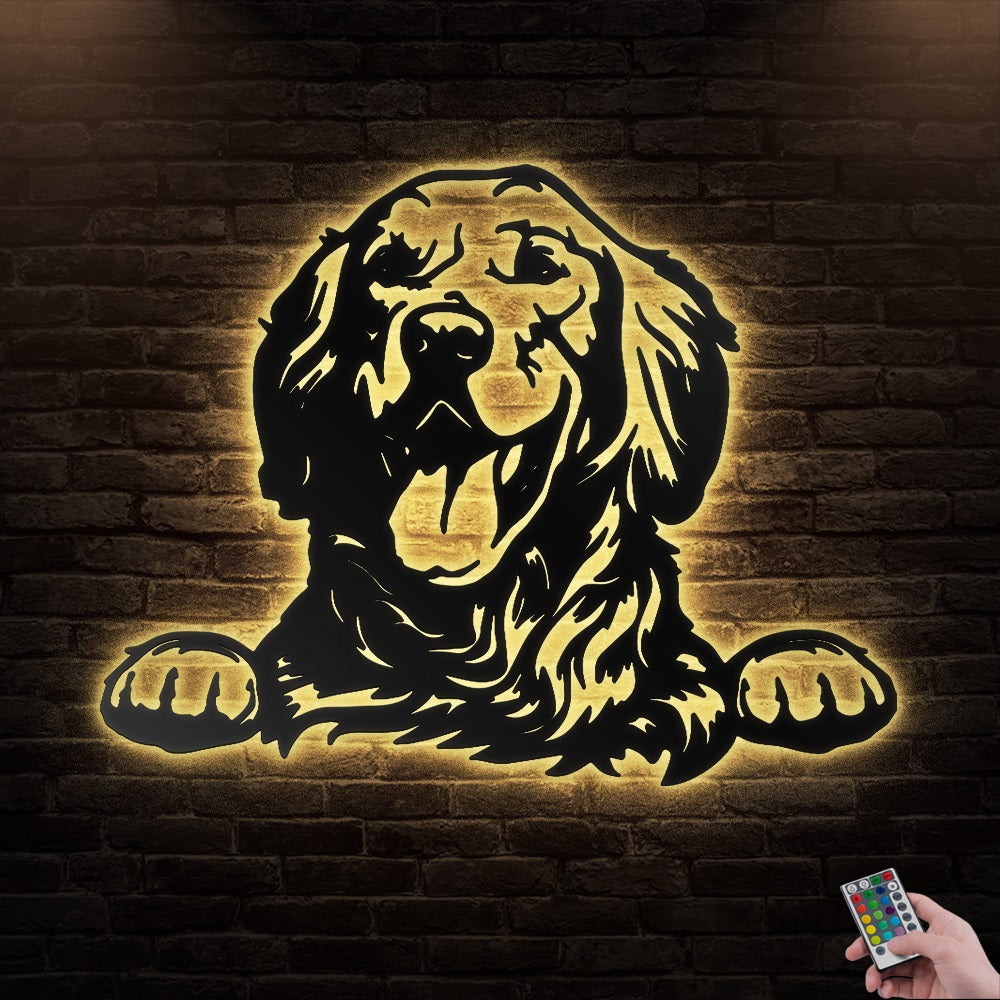 12"x12" Golden Retriever So Cute Your Pets - Led Light Metal - Owls Matrix LTD