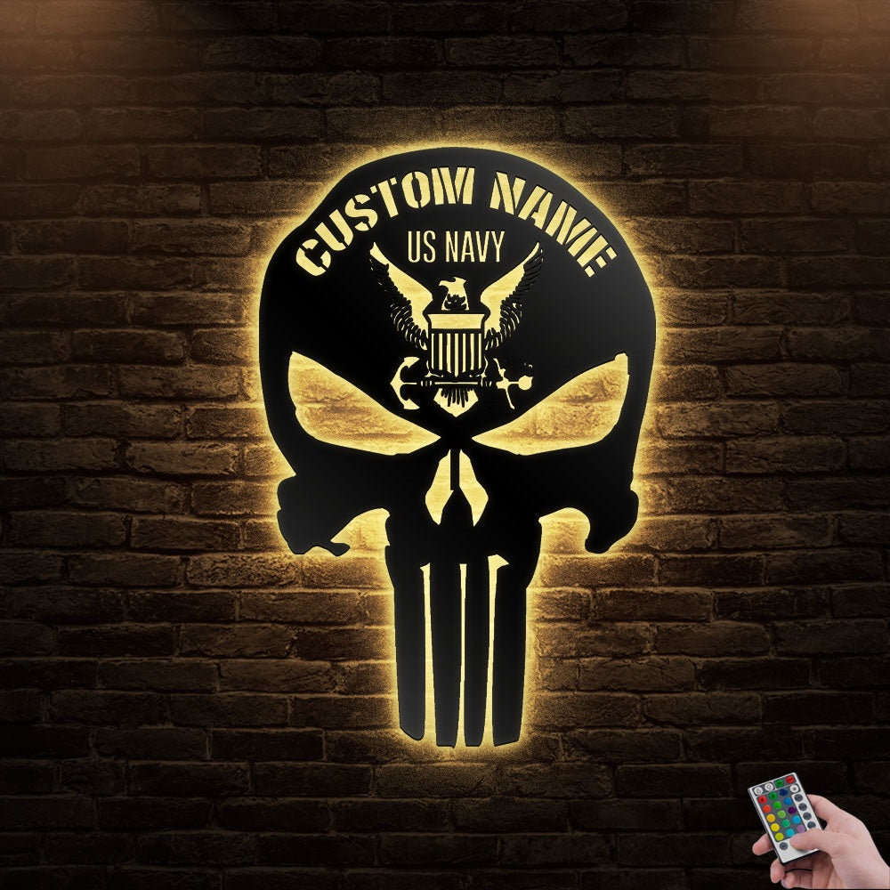 12*12 Inch (30*30cm) United States Navy Personalized - Led Light Metal - Owls Matrix LTD