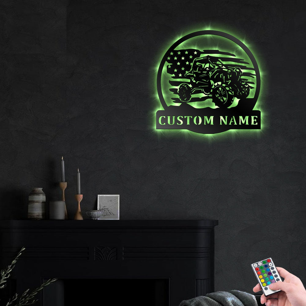 12*12 Inch (30*30cm) ATV All Terrain Vehicle Personalized - Led Light Metal - Owls Matrix LTD