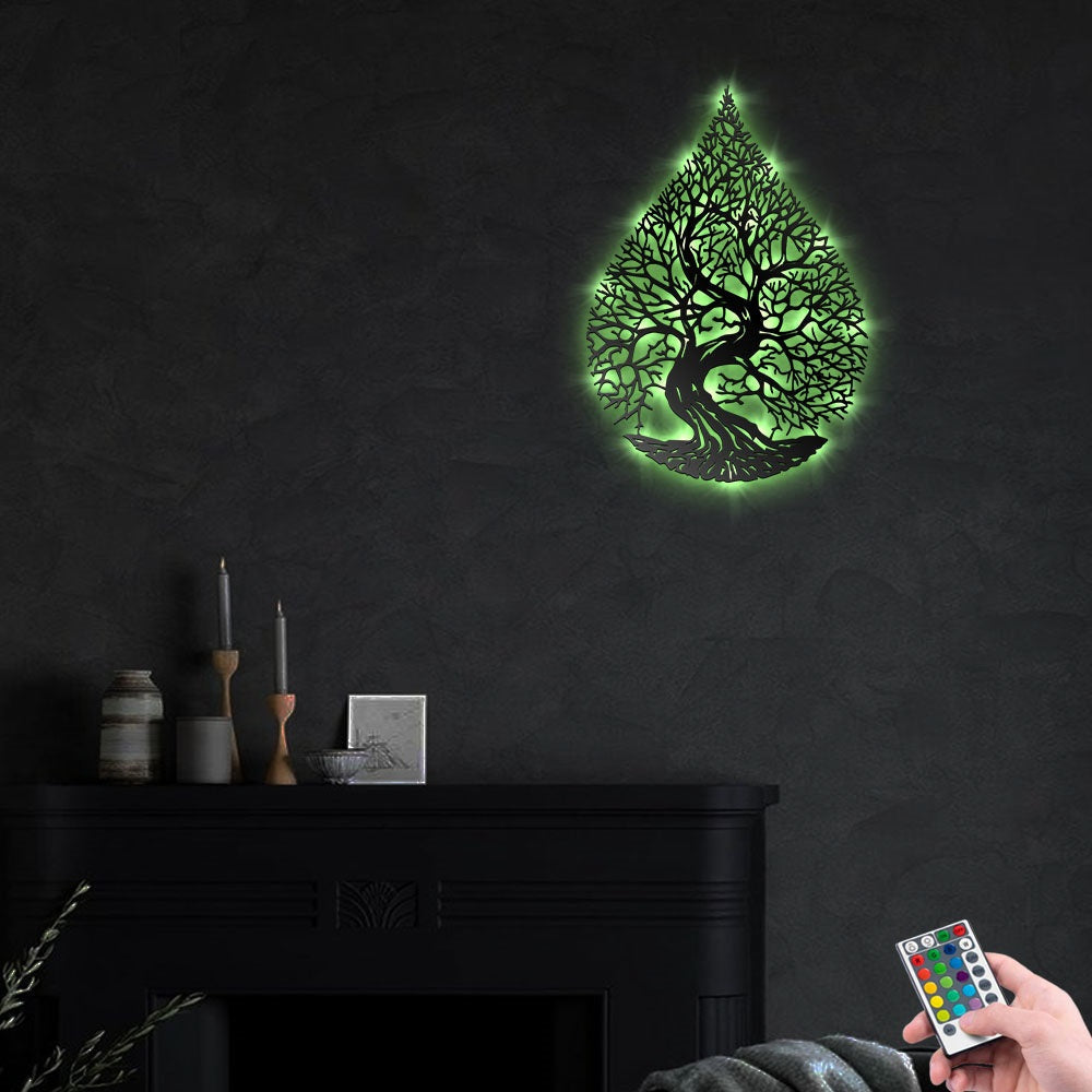 Tree Tears Drop Tree - Led Light Metal - Owls Matrix LTD