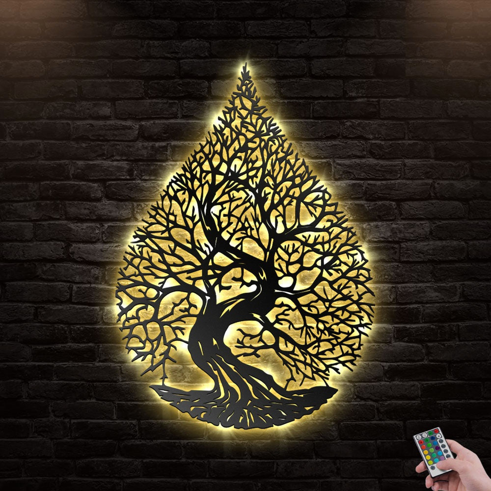 12"x12" Tree Tears Drop Tree - Led Light Metal - Owls Matrix LTD