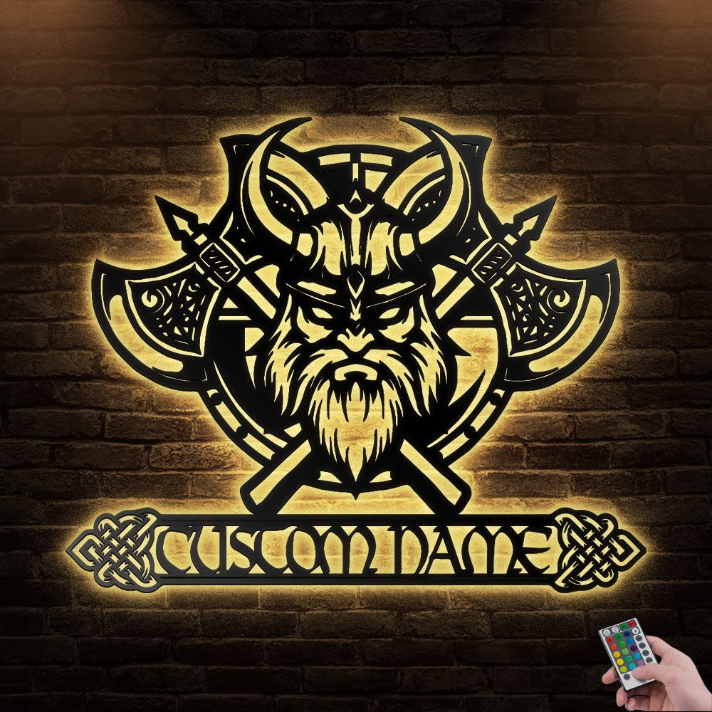 12"x12" Viking Awesome Style Personalized - Led Light Metal - Owls Matrix LTD