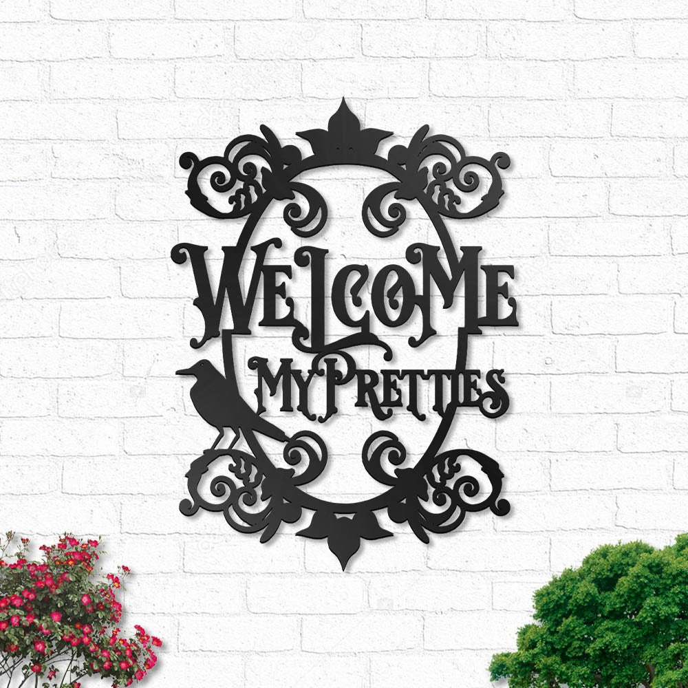 Halloween Welcome My Pretties Personalized - Led Light Metal - Owls Matrix LTD