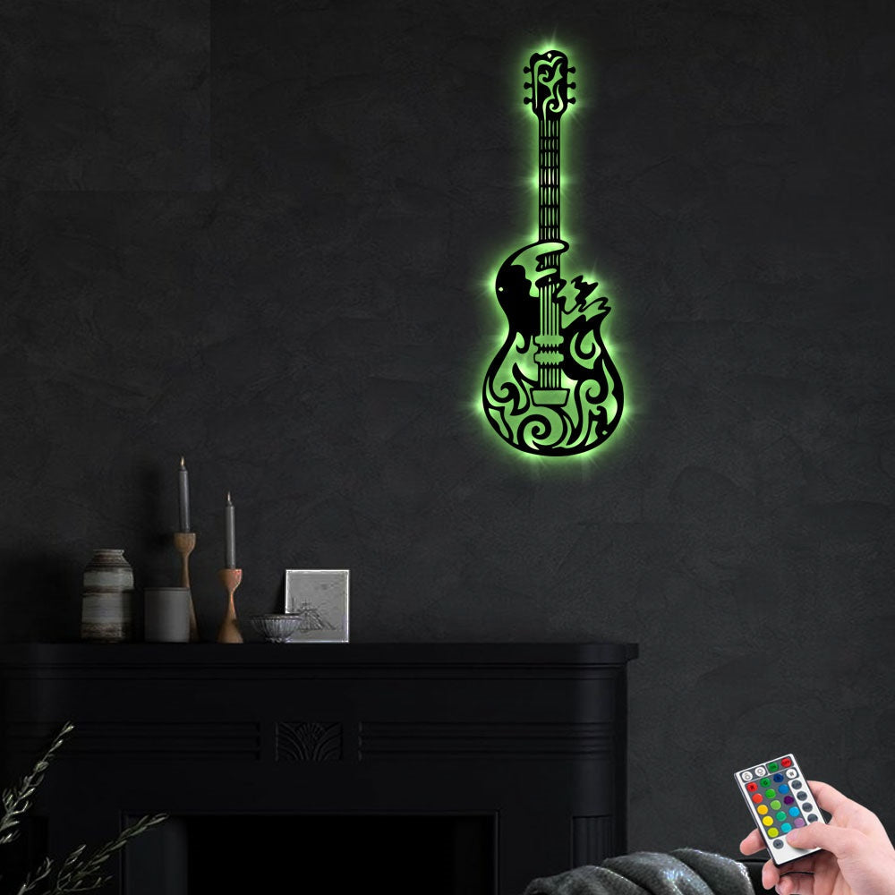 Guitar So Cool I Love Guitar - Led Light Metal - Owls Matrix LTD