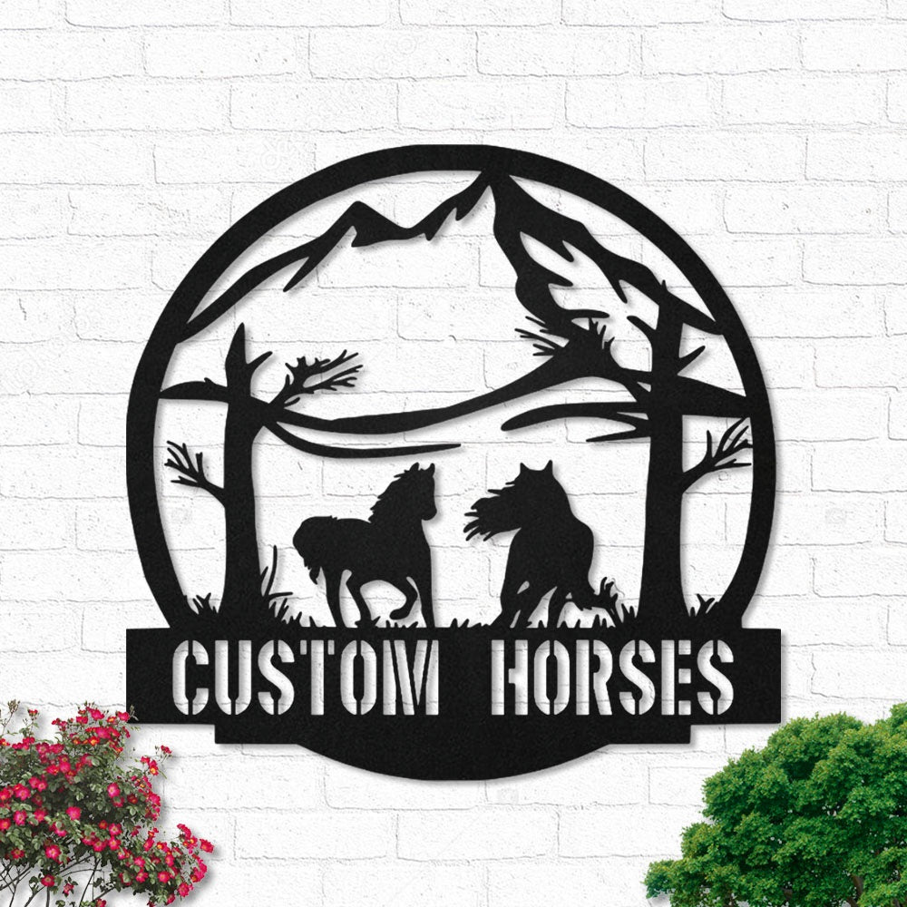 Horses Wild Farm Personalized - Led Light Metal - Owls Matrix LTD