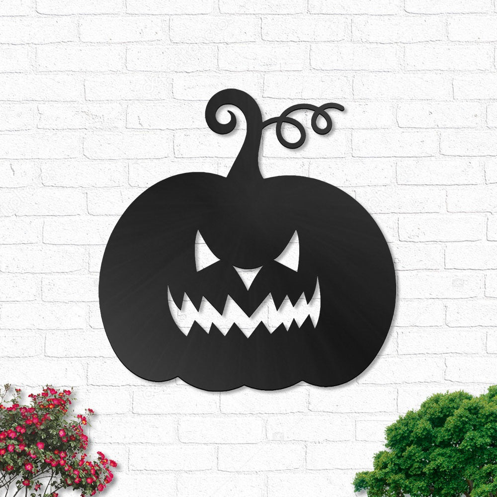 Pumpkin Creepy Orange Jack O Lantern Pumpkin - Led Light Metal - Owls Matrix LTD