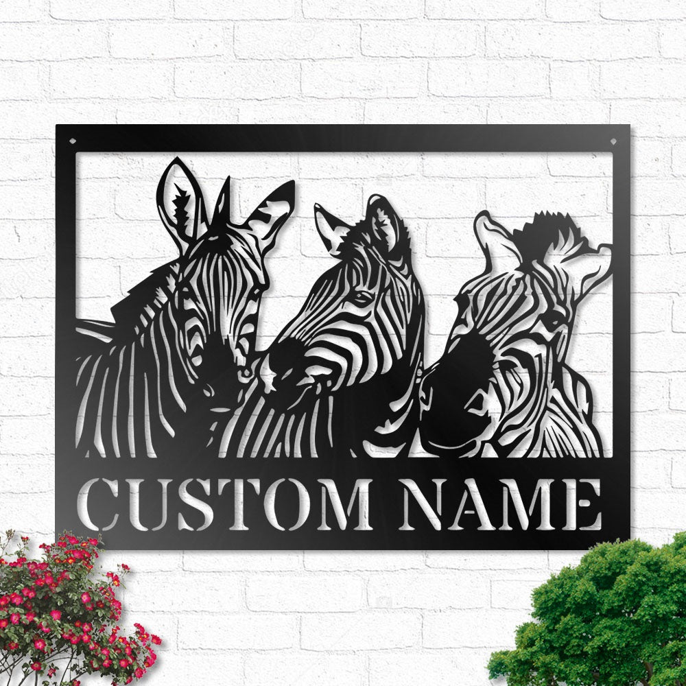 Zebra Zoo Animal Safari African Personalized - Led Light Metal - Owls Matrix LTD