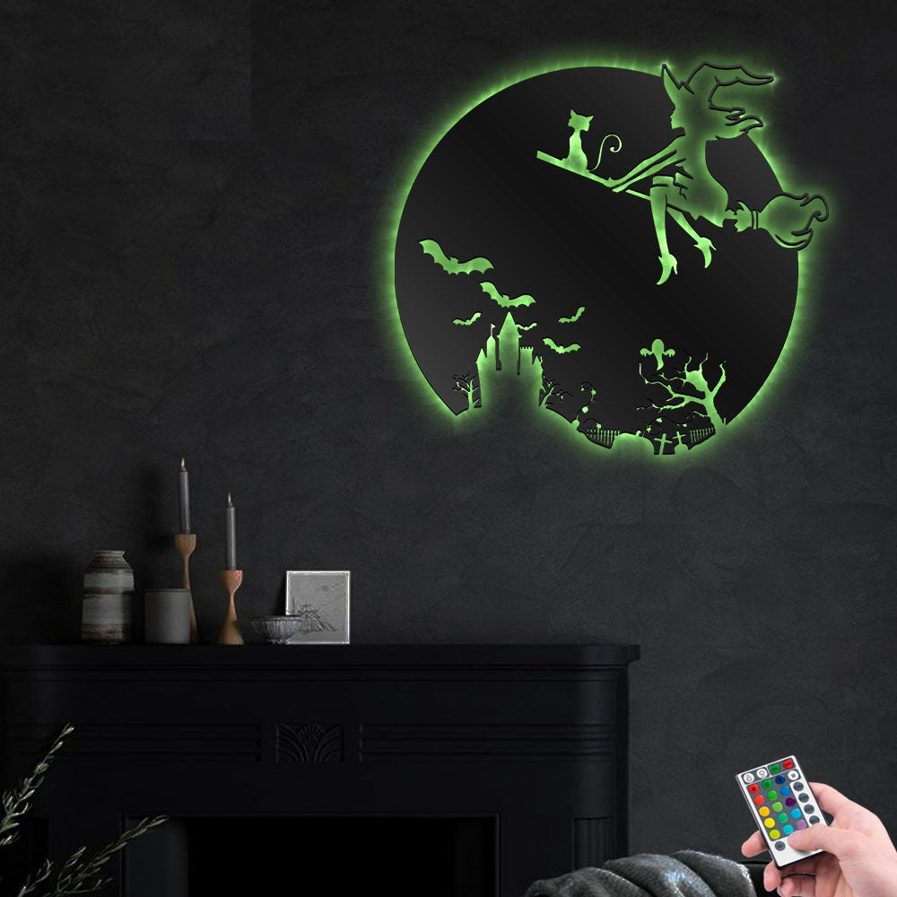 Halloween Girl Witch - Led Light Metal - Owls Matrix LTD