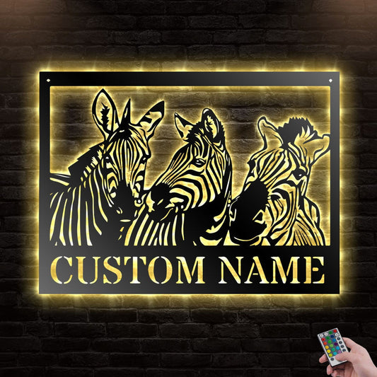 12"x12" Zebra Personalized - Led Light Metal - Owls Matrix LTD