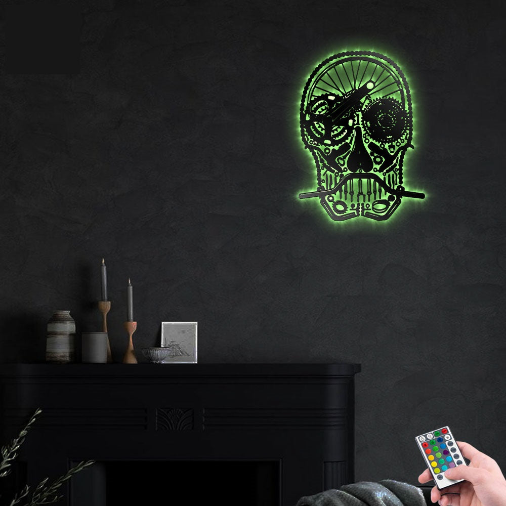 Cycling Bike Bicycle Skull Cycling Love - Led Light Metal - Owls Matrix LTD