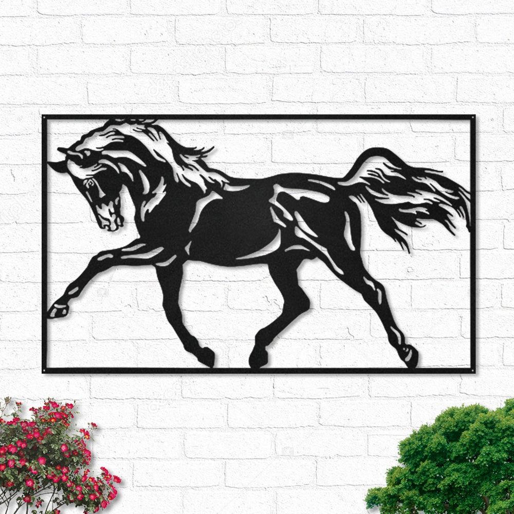 Horse Farm Sign Decoration For Living Room - Led Light Metal - Owls Matrix LTD