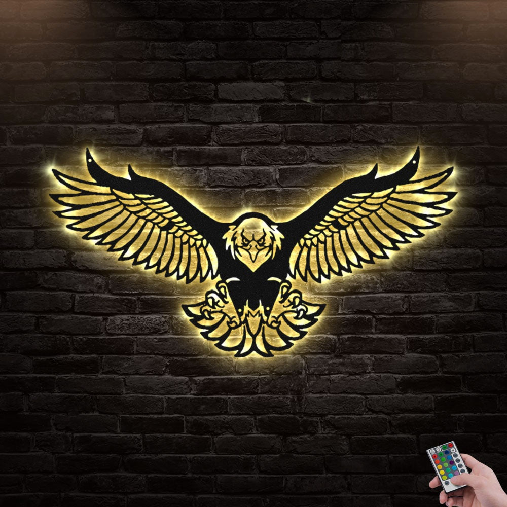 12"x12" Eagle Stronger - Led Light Metal - Owls Matrix LTD