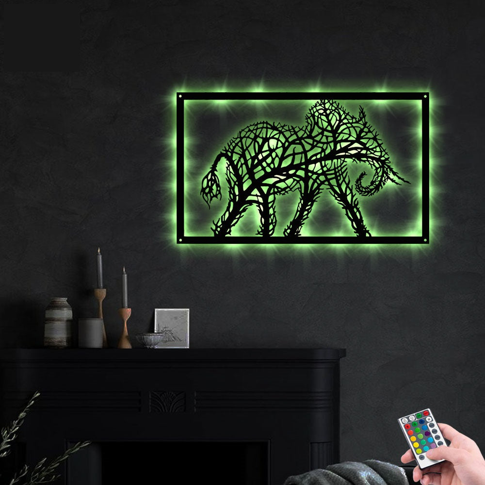 Elephant Tree - Led Light Metal - Owls Matrix LTD