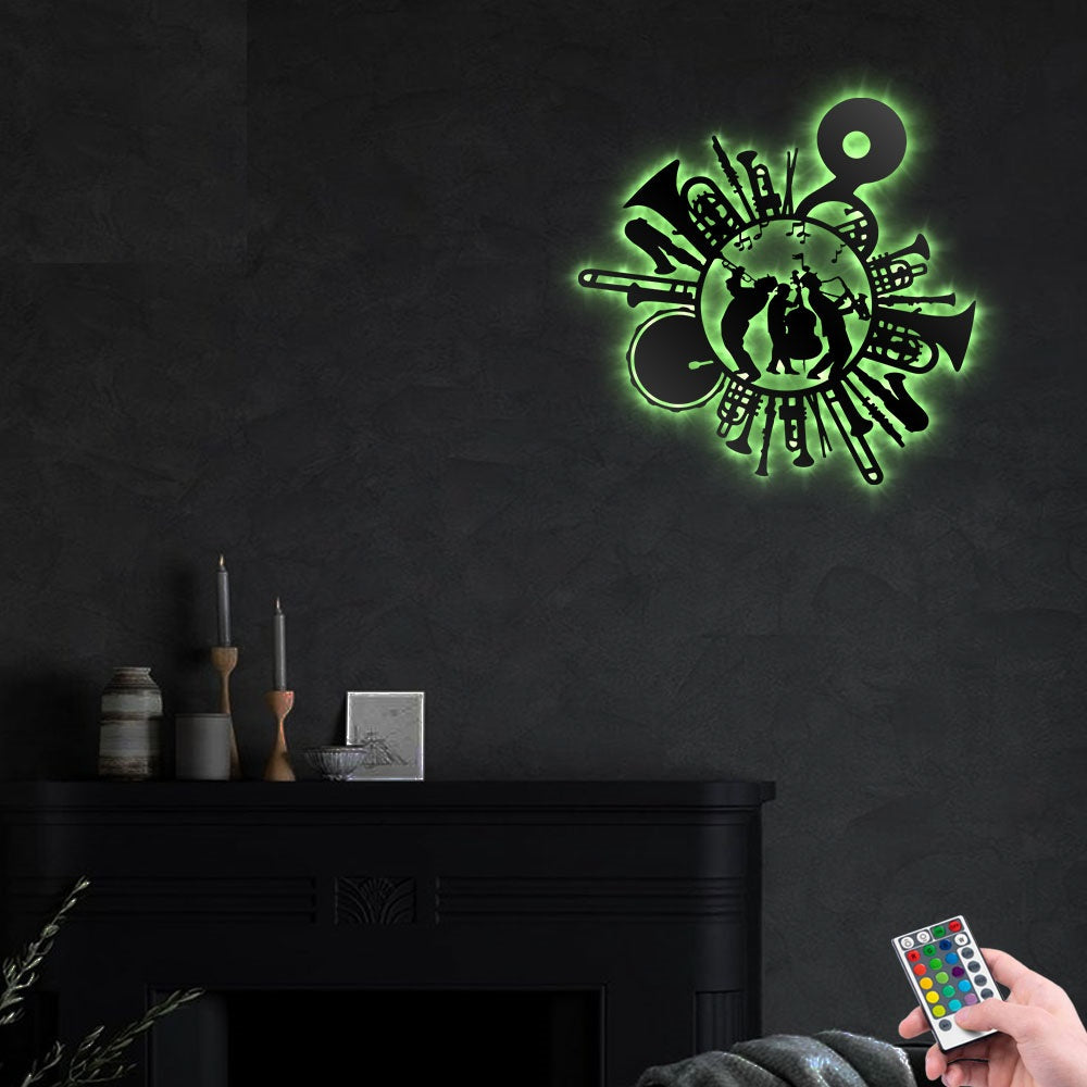 Jazz Band With Instrument Circle - Led Light Metal - Owls Matrix LTD