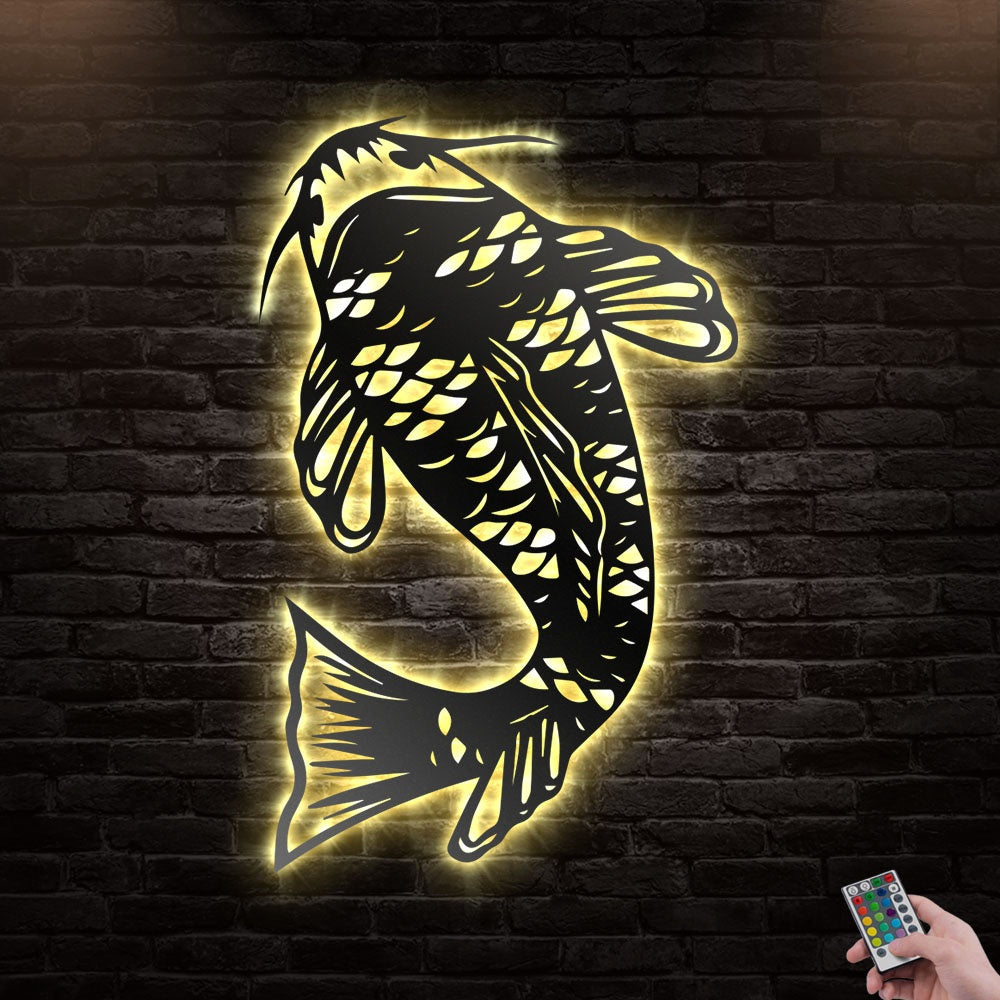 12"x12" Koi Fish So Cool - Led Light Metal - Owls Matrix LTD