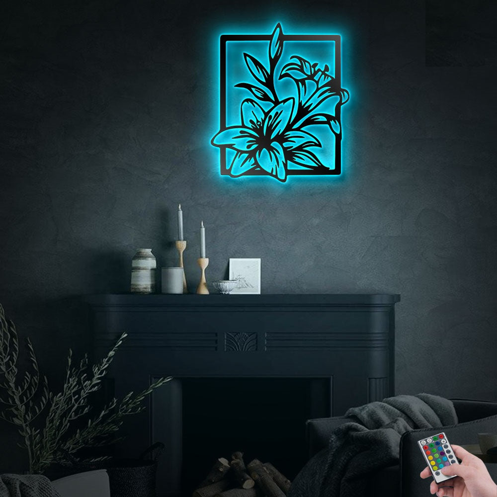 Flower Love Beautiful Lilly - Led Light Metal - Owls Matrix LTD