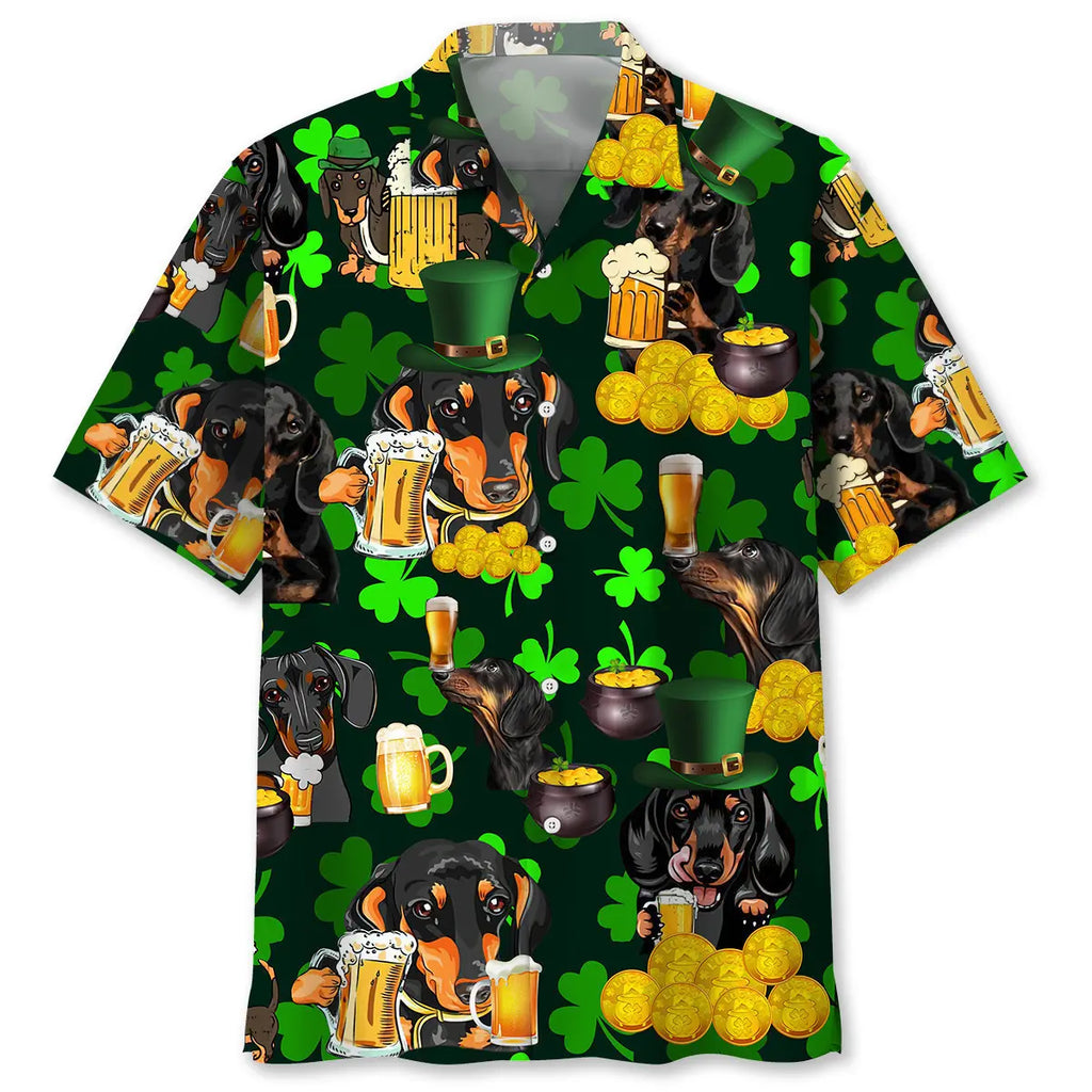 Hawaiian Shirt / Adults / S Dachshund Beer Irish St.Patrick Day Hawaiian Shirt