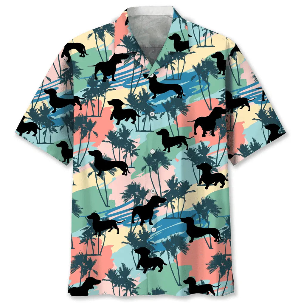 Hawaiian Shirt / Adults / S Dachshund Coconut Palm Hawaiian Shirt