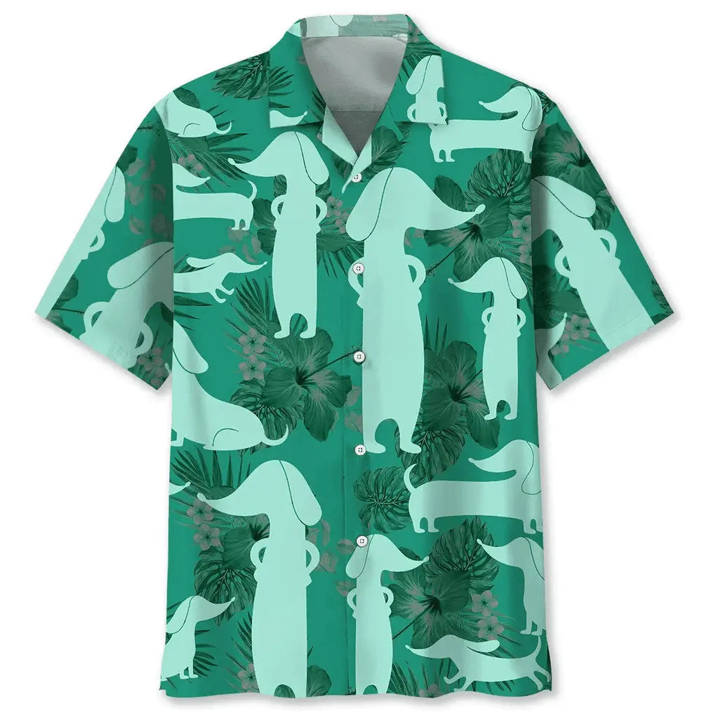 Hawaiian Shirt / Adults / S Dachshund Kelly Green Hawaiian Shirt