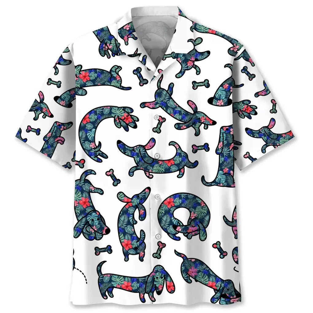 Hawaiian Shirt / Adults / S Dachshund Seamless Tropical Pattern Hawaiian Shirt