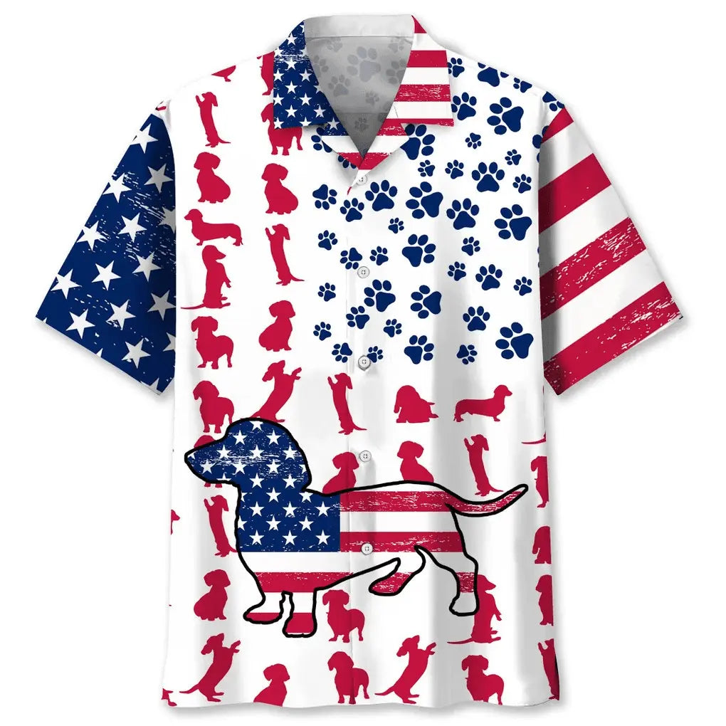Hawaiian Shirt / Adults / S Dachshund Usa Flag Hawaiian Shirt