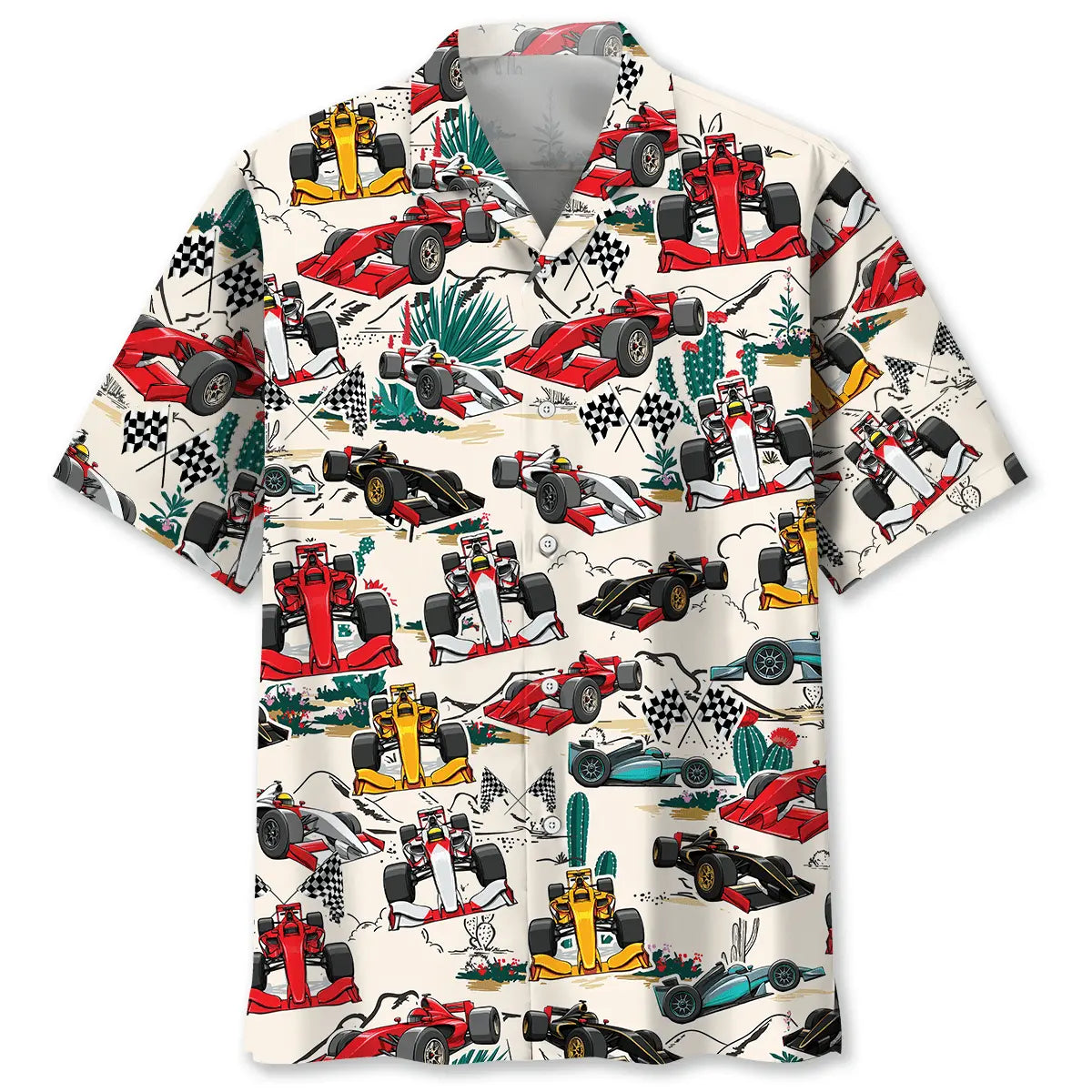 Hawaiian Shirt / Adults / S Desert F1 Racing Car Hawaiian Shirt