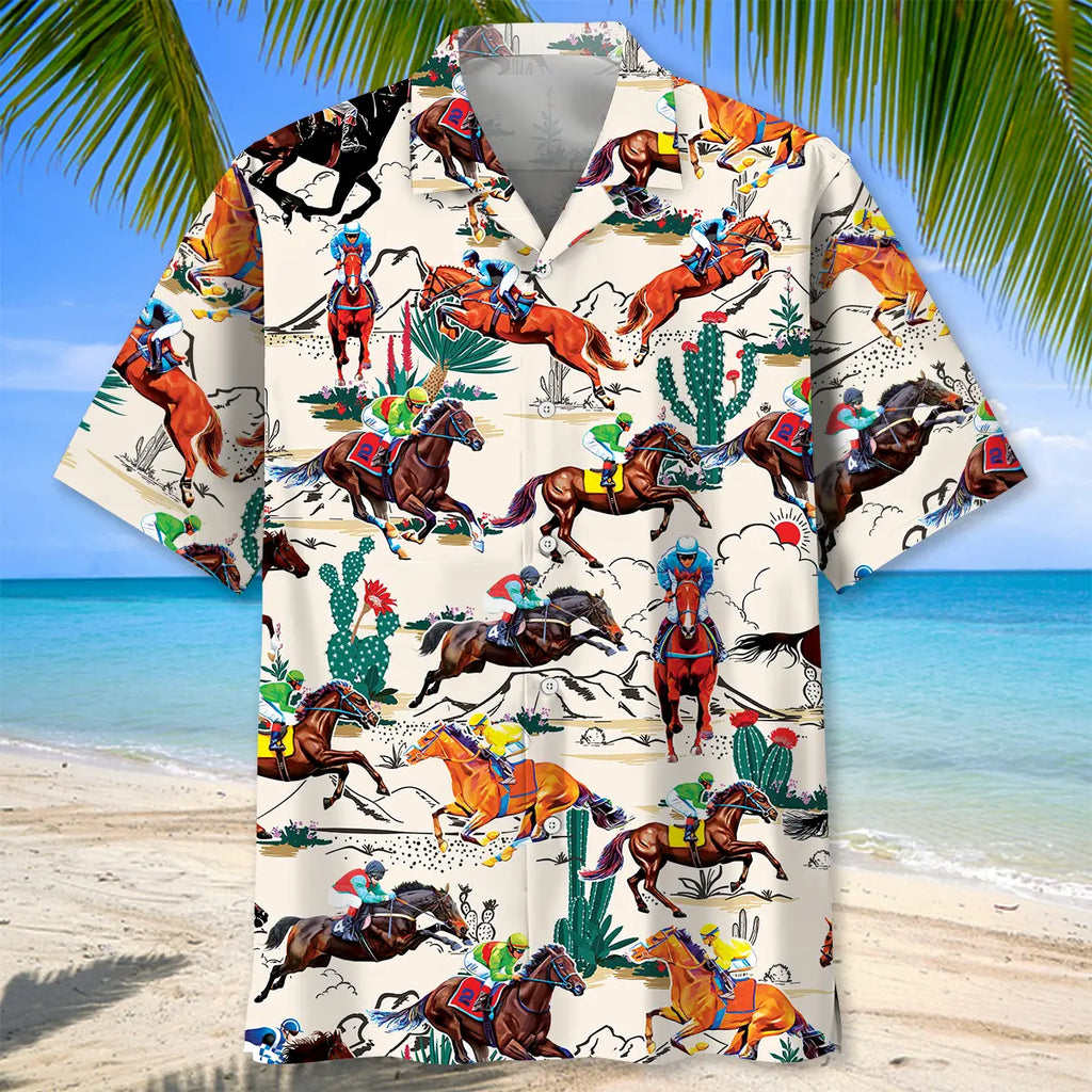 Desert Horse Racing Hawaiian Shirt