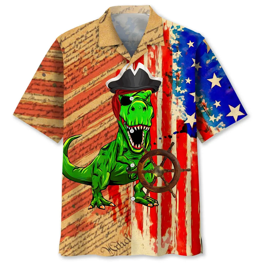 Hawaiian Shirt / Adults / S Dinosaur Pirate Hawaiian Shirt