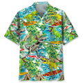 Hawaiian Shirt / Adults / S Dinosaur Surfing Hawaiian Shirt
