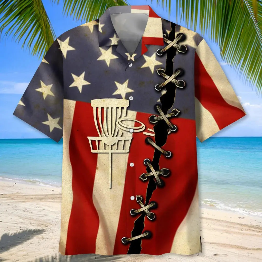 Disc Golf America Flag Hawaiian Shirt