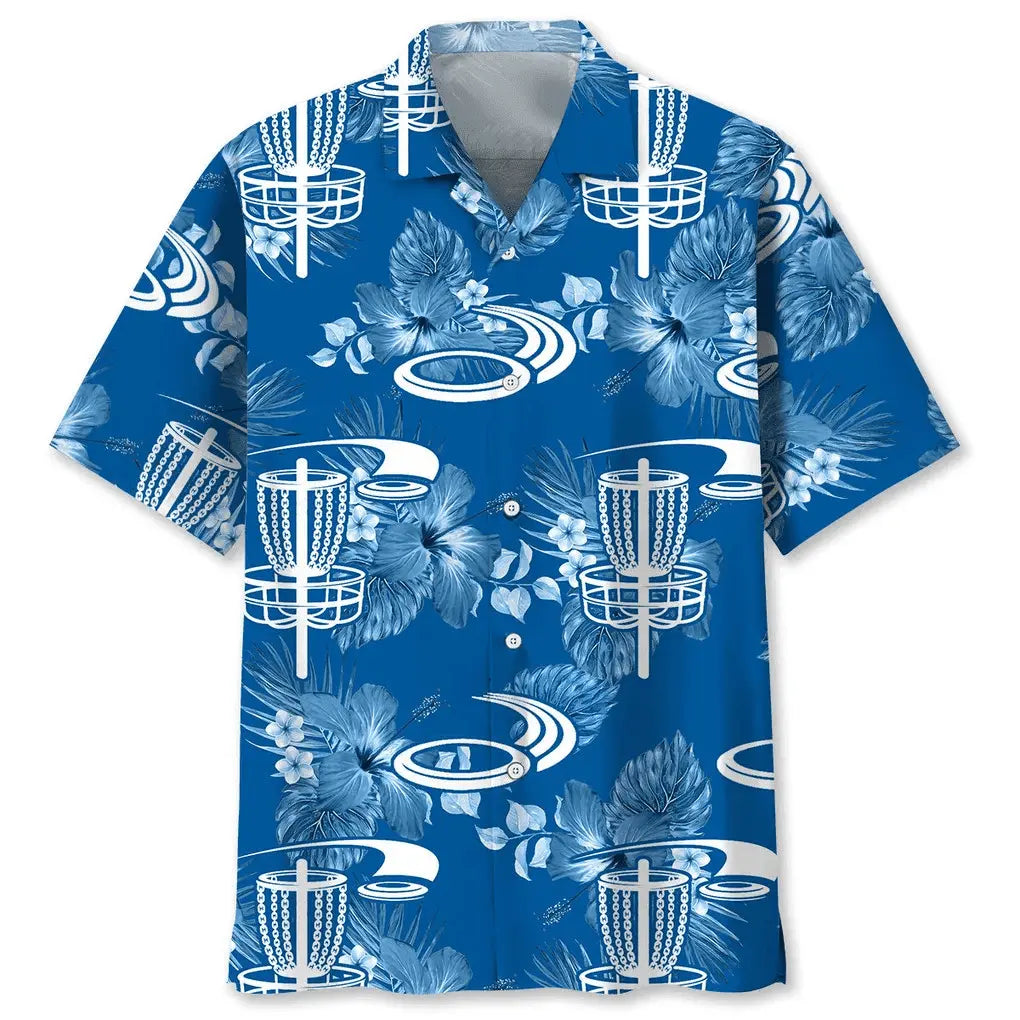 Hawaiian Shirt / Adults / S Disc Golf Blue Hawaiian Shirt
