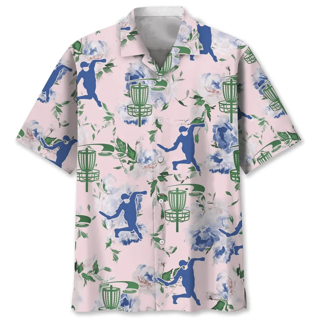 Hawaiian Shirt / Adults / S Disc Golf Pink Flower Hawaiian Shirt