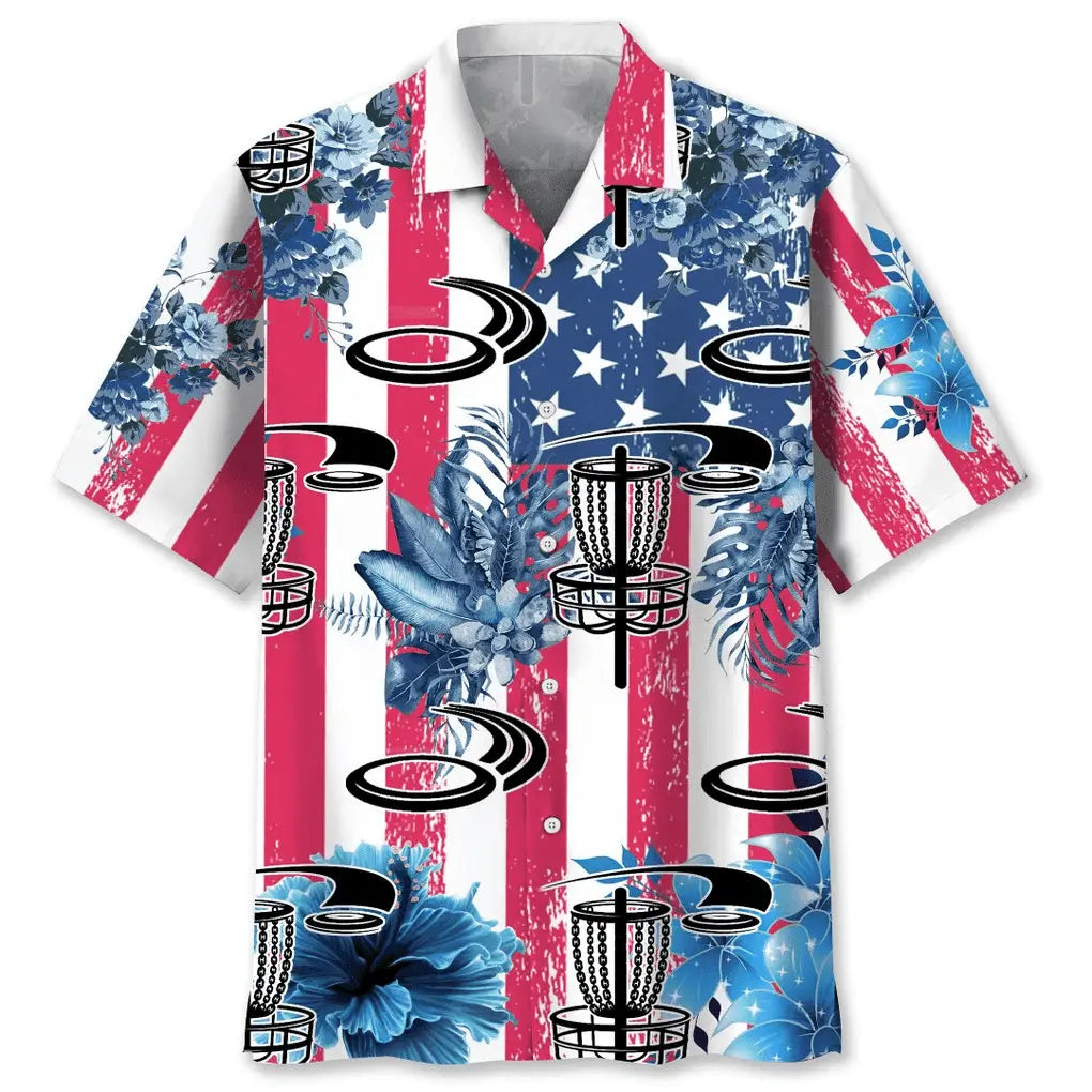Hawaiian Shirt / Adults / S Disc Golf Usa Nature Hawaiian Shirt