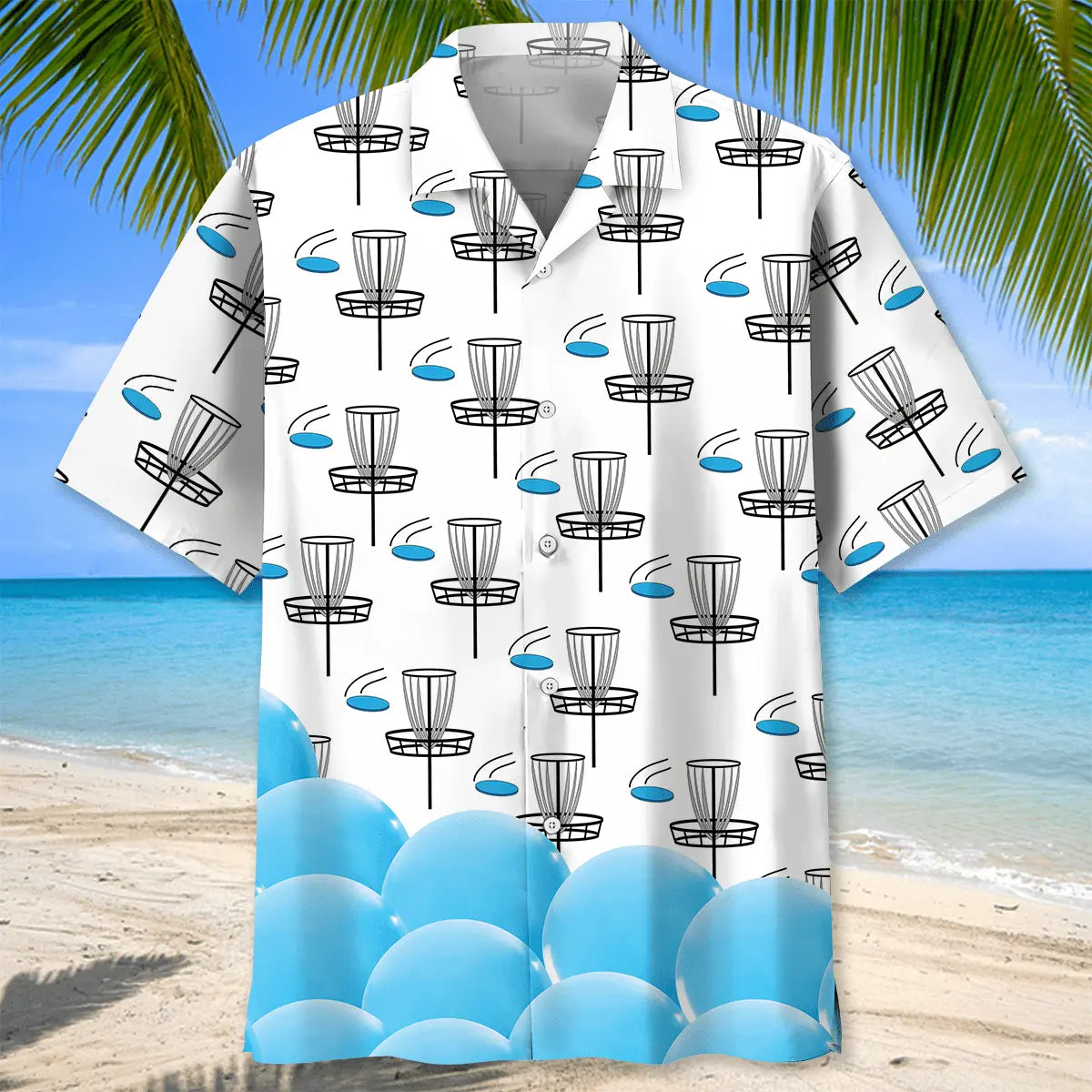 Disc Golf White Hawaiian Shirt