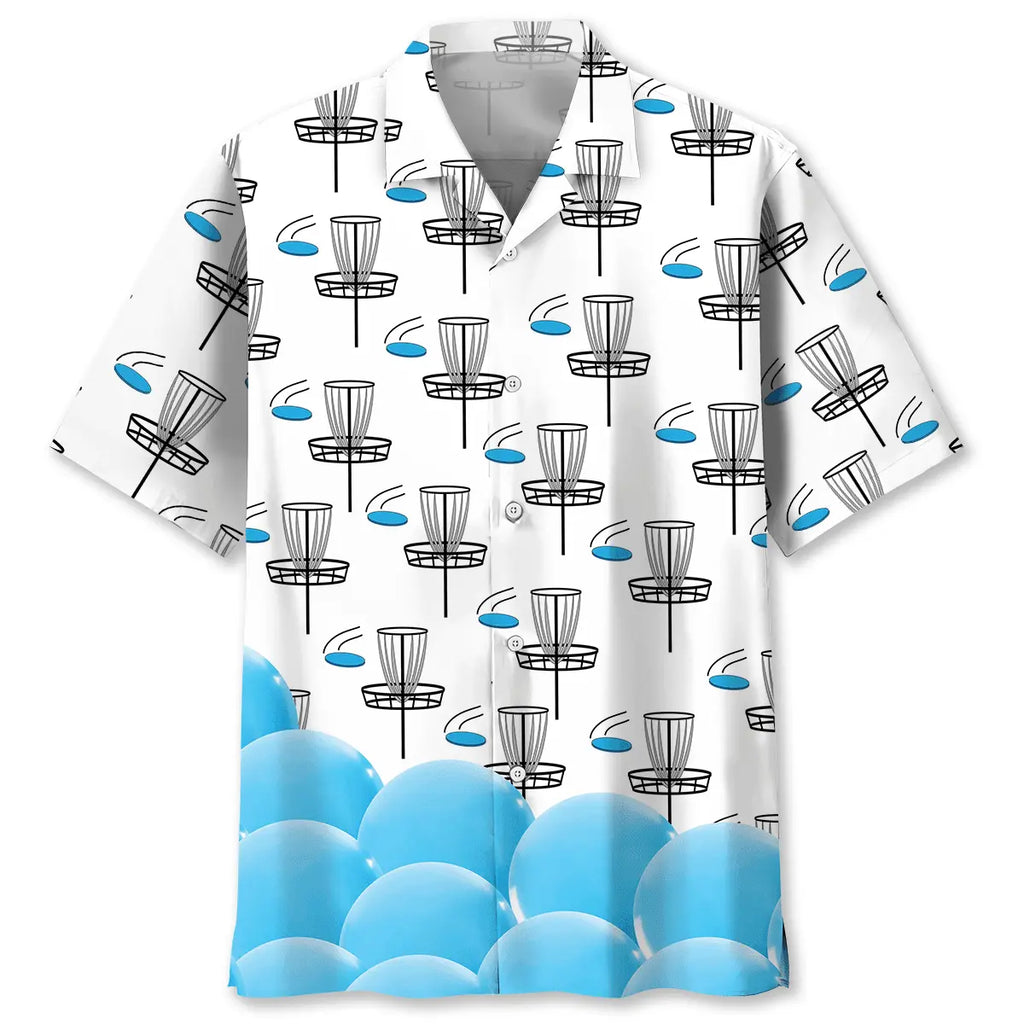 Hawaiian Shirt / Adults / S Disc Golf White Hawaiian Shirt